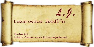 Lazarovics Jolán névjegykártya
