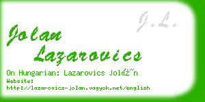 jolan lazarovics business card